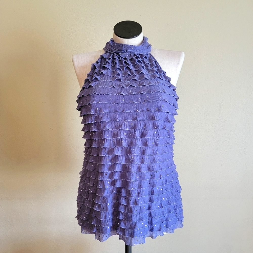 Studio Y Ruffle Sequin Halter Top